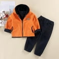 thumbnail image 1 of NAISIBABY Boys Girls Fleece Sets, Zipper Jacket Tops Sweatpants Soft Warm Solid Kids Casual Sets Orange 6-7T, 1 of 6
