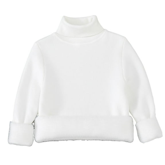 NAISIBABY Boys Girls Fleece Sweater 6T, Thicken Warm Long Sleeve Turtleneck Kids Fall Winter Basic Tops White(3-13T)