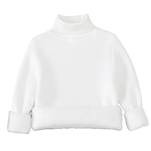 NAISIBABY Boys Girls Fleece Sweater, Thicken Warm Turtleneck Long Sleeve Kids Fall Winter Basic Tops White 7T