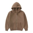 thumbnail image 1 of NAISIBABY Boys Girls Full Zip Hoodie, Pockets Long Sleeve Solid Color Kids Casual Cotton Tops Outwear Brown 1-2T, 1 of 2