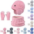 thumbnail image 1 of NAISIBABY Boys Girls Hat Scarf Glove Sets, Beanie with Earflaps Full Finger Gloves Warm Scarf Outdoor Knit 3-Piece Watermelon Red, 1 of 3