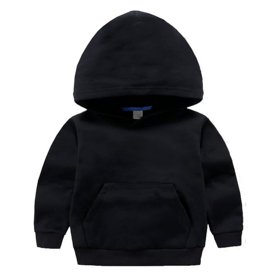 NAISIBABY Boys Girls Hoodie, Long Sleeve Solid Color Cotton Kids Pullover Sweatshirt Black 4-5 T