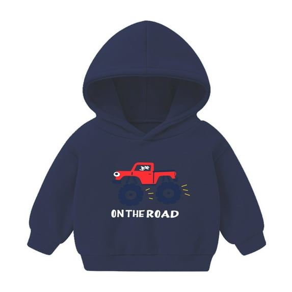NAISIBABY Boys Girls Hoodies, Long Sleeve Casual Cute Prints Pullover Tops Navy 5T