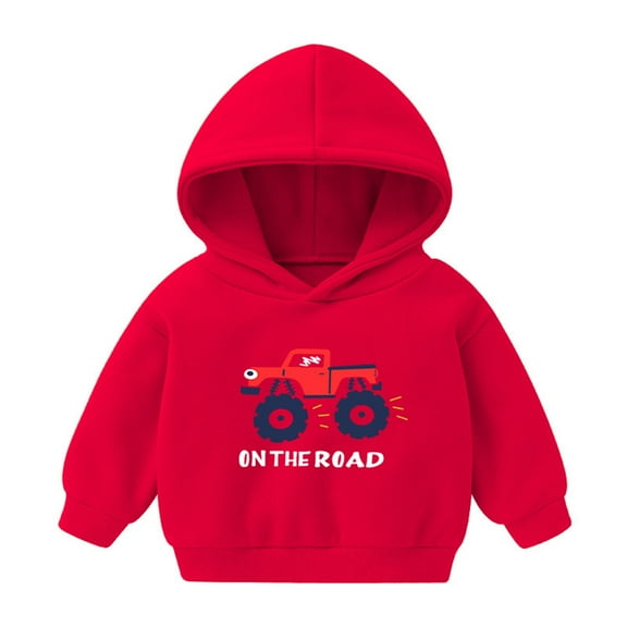 NAISIBABY Boys Girls Hoodies, Long Sleeve Cute Prints Casual Pullover Tops Red 5T