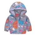 thumbnail image 1 of NAISIBABY Boys Girls Jacket, Windbreaker Lightweight Pattern Outerwear Kids Hooded Coat Light Blue 2-3T, 1 of 4