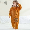 thumbnail image 1 of NAISIBABY Boys Girls Jumpsuit, Full Zip-Up Cute Home Sleepwear Flannel Soft Toddler Winter Warm Romper Clothes Brown 3T, 1 of 9