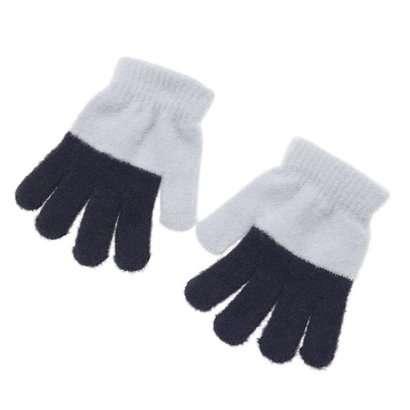 NAISIBABY Boys Girls Kintted Gloves, Stretchy Winter Warm Soft Kids Snow School Mittens Black 0-4T
