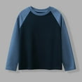 thumbnail image 1 of NAISIBABY Boys Girls Long Sleeve Raglan Tee, Color Block Crew Neck Cotton Casual Loose Basic T-Shirt Navy 7T, 1 of 6