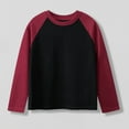 thumbnail image 1 of NAISIBABY Boys Girls Long Sleeve Raglan Tee, Cotton Crew Neck Color Block Casual Loose Basic T-Shirt Black 5T, 1 of 6