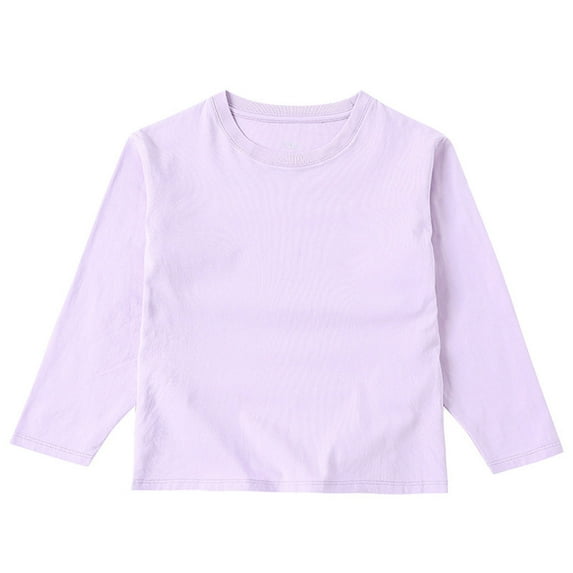 NAISIBABY Boys Girls Long Sleeve T-Shirt, Cotton Crewneck Solid Color Casual Basic Tee Purple 15T