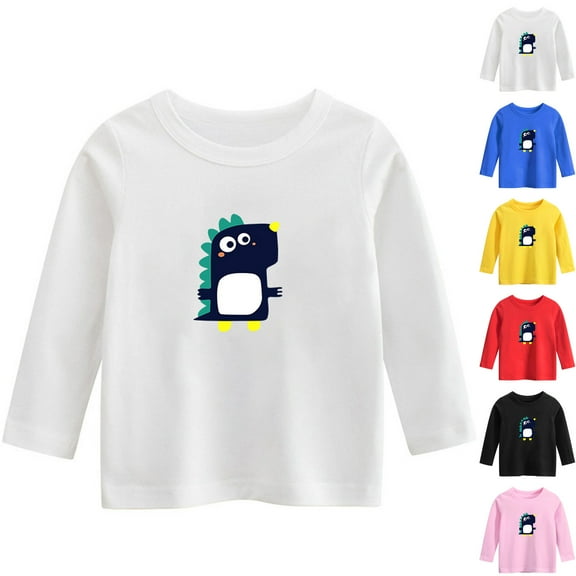 NAISIBABY Boys Girls Long Sleeve Tops, Long Sleeve Cute Prints Crew Neck Casual Pullover Tops Black 3T