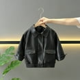 thumbnail image 1 of NAISIBABY Boys Girls PU Leather Jacket, Spring Fall Lapel Button-Up Kids 2025 Handsome Fashion Motorcycle Coat Black 7T, 1 of 9