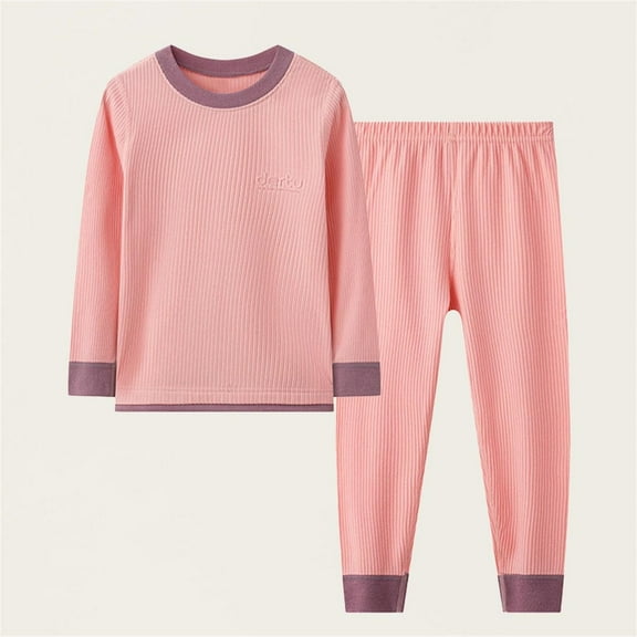 NAISIBABY Boys Girls Pajama Sets, Long Sleeve Tops and Johns Home Clothes Sleepwear 2-Piece Pink 5T