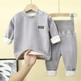 thumbnail image 1 of NAISIBABY Boys Girls Pajamas 2-Piece Set, Long Sleeved Tops Elastic Waist Pants Thicken Plush Velvet Winter Casual Home Clothes Gray 9-12Months, 1 of 3