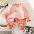 thumbnail image 1 of NAISIBABY Boys Girls Pajamas 2-Piece Set, Prints Cotton Long Sleeved Tops Elastic Waist Pants Casual Home Clothes Pink 1-2T, 1 of 3