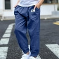 thumbnail image 1 of NAISIBABY Boys Girls Pants, Elastic Waist Solid Color Causal Kids Active Pants Dark Blue 5T, 1 of 8