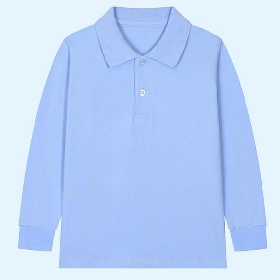 NAISIBABY Boys Girls Polo Shirt 10 T, Solid Color Lapel Collar Long Sleeve Casual School Uniform Tops Blue(2-15T)