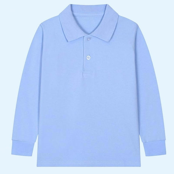 NAISIBABY Boys Girls Polo Shirt 10 T, Solid Color Lapel Collar Long Sleeve Casual School Uniform Tops Blue(2-15T)