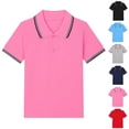 thumbnail image 1 of NAISIBABY Boys Girls Polo Shirt (2-13T), Short Sleeve Cotton Collar Button-Up Kids School Uniform Pique T-Shirt Pink 10T, 1 of 6