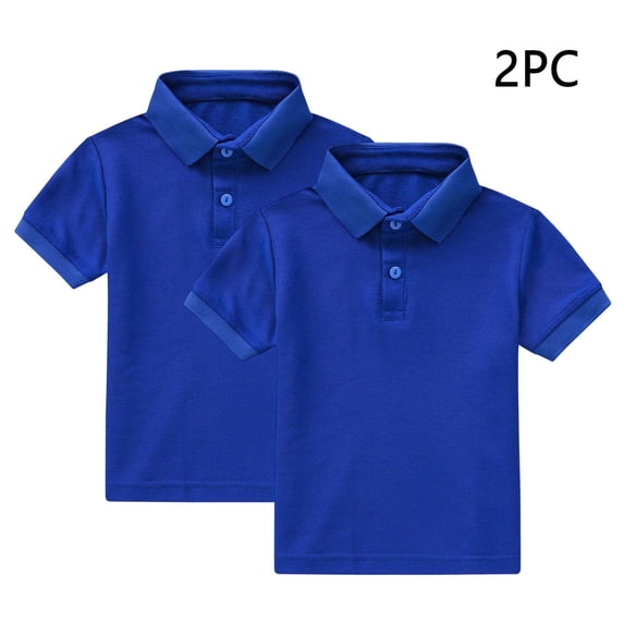 NAISIBABY Boys Girls Polo Shirt 2-Pack, Tagless School Uniform Short Sleeve Kids Solid Pique Polo T-Shirt Blue Size 6