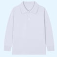 thumbnail image 1 of NAISIBABY Boys Girls Polo Shirt, Long Sleeve Solid Color Lapel Collar Casual School Uniform Tops White 2T, 1 of 3