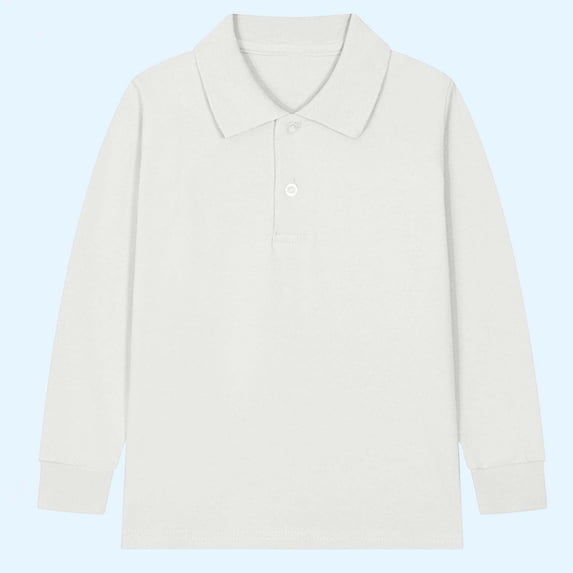 NAISIBABY Boys Girls Polo Shirt, Solid Color Long Sleeve Lapel Collar Casual School Uniform Tops Beige 11T