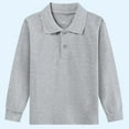 thumbnail image 1 of NAISIBABY Boys Girls Polo Shirt, Solid Color Long Sleeve Lapel Collar Casual School Uniform Tops Gray 14T, 1 of 3