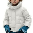 thumbnail image 1 of NAISIBABY Boys Girls Puffer Jacket(5-13T), High-Neck Hooded Buttons Zipper Thickened Warm Winter Fashion 2025 Padded Coat White 8T, 1 of 5