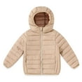 thumbnail image 1 of NAISIBABY Boys Girls Puffer Jacket, Zip Up Windproof Hooded Lightweight Kids Winter Thermal Quilted Coat Khaki 3T, 1 of 3
