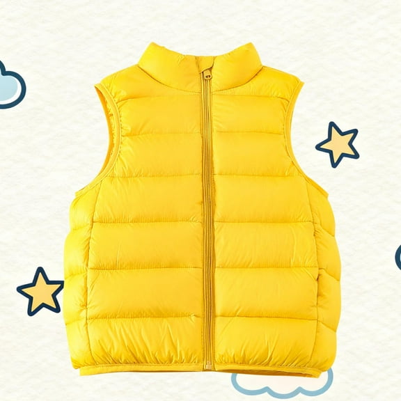 NAISIBABY Boys Girls Puffer Vest Jacket, with Pockets Stand Collar Full Zipper Winter Fashion Thicken Warm Outerwear Yellow 10T