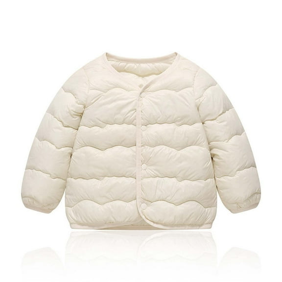 NAISIBABY Boys Girls Quilted Jacket, Soft Lightweight Long Sleeve Button Down Kids Warm Padded Coat Beige 6T