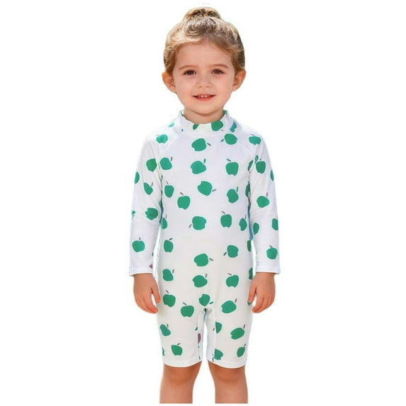 NAISIBABY Boys Girls Rash Guard Swimsuit, Long Sleeve Sun Protection Cute Prints Quick Dry Toddler Beach Sports Bathing Suit Green 0-1T