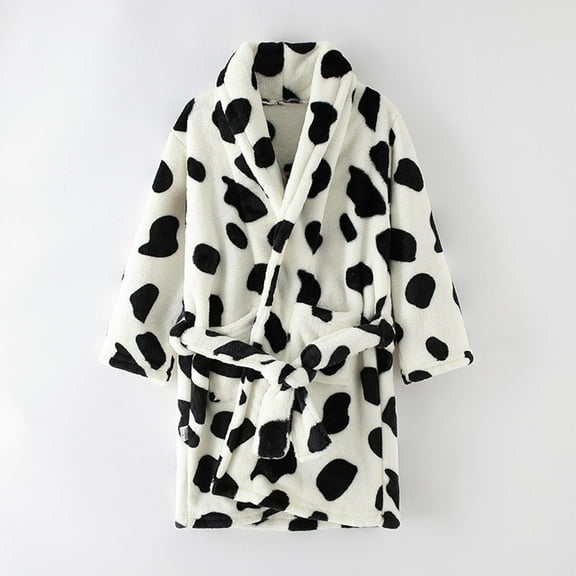 NAISIBABY Boys Girls Robes, Soft Comfy Nightgown Prints Winter Keep Warm Kids One Piece Loungewear White 6-7T