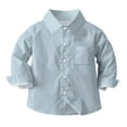 thumbnail image 1 of NAISIBABY Boys Girls School Uniform Shirt, Long Sleeve Button Down Solid Color Casual Dress Shirt Blue 3-4T, 1 of 6