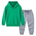 thumbnail image 1 of NAISIBABY Boys Girls Sets 2-Piece, Loose Fit Hooded Sweatshirt and Drawstring Sweatpants Fall Winter Casual Outfit Green 4T, 1 of 9