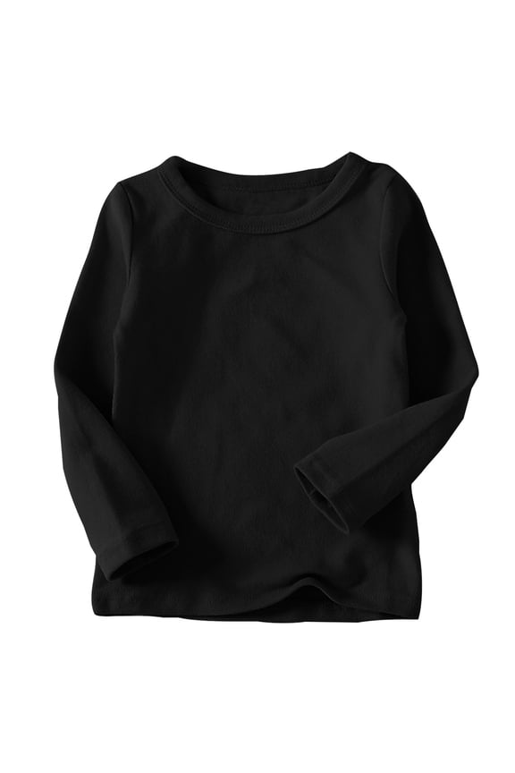 Boys Girls Shirt, Long Sleeve Solid Color Crew Neck Kids Pullover Sweatshirt Black 3T