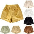 thumbnail image 1 of NAISIBABY Boys Girls Shorts, Elastic Waist Pockets Solid Color Summer Casual Shorts Yellow 4-5T, 1 of 3