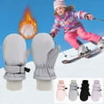 thumbnail image 1 of NAISIBABY Boys Girls Ski Mittens, Thermal Waterpoof Stretchy Cuff Kids Winter Outdoor Snow Gloves Gray (6Months-6T), 1 of 4