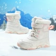 thumbnail image 1 of NAISIBABY Boys Girls Snow Boots, Thick Sole Non Slip Faux Fur Lined Warm Mid-Calf Kids Winter Fashion Outdoor Shoes White 1.5(Big Kids), 1 of 4