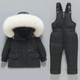 thumbnail image 1 of NAISIBABY Boys Girls Snowsuit, Kids Waterproof Ski Jumpsuit Outdoor Thicken Snow Bib Clothes Set Black 12-18Months, 1 of 7