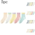 thumbnail image 1 of NAISIBABY Boys Girls Socks 5 Pairs(1-12T), Cotton Bretahable Crew Cut Non Slip Kids Stretch Mid-Tube Socks Pink 3T, 1 of 8
