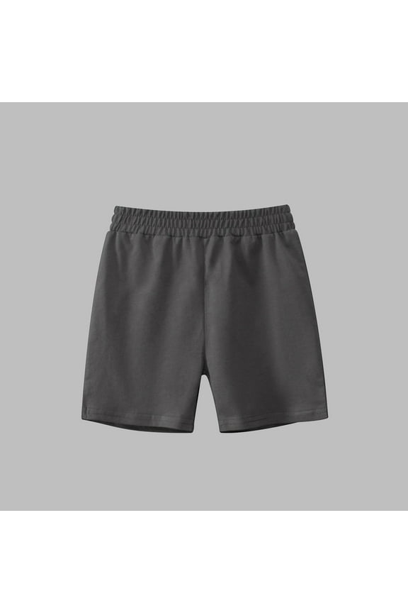 Boys Girls Summer Shorts, Kids Unisex Cute Solid Color Comfy Active Shorts Dark Gray 3 T