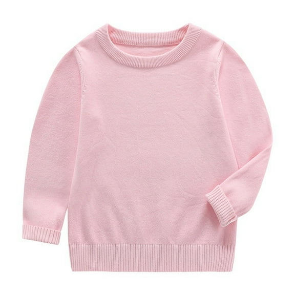 NAISIBABY Boys Girls Sweater, Cotton Knitted Crew Neck Long Sleeve Loose Fit Pullover Basic Sweater Pink 4T