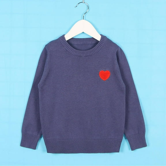 NAISIBABY Boys Girls Sweater, Crew Neck Heart Knitted Long Sleeve Toddler Fashion Cotton Pullover Tops Purple 3T