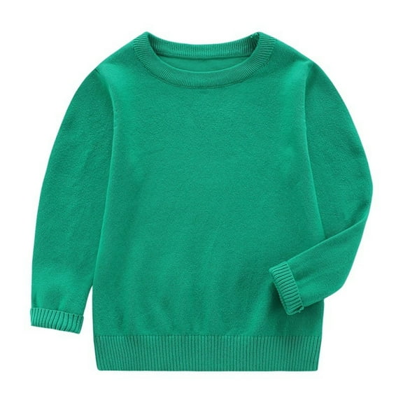 NAISIBABY Boys Girls Sweater, Long Sleeve Crew Neck Cotton Knitted Loose Fit Pullover Basic Sweater Green 5T