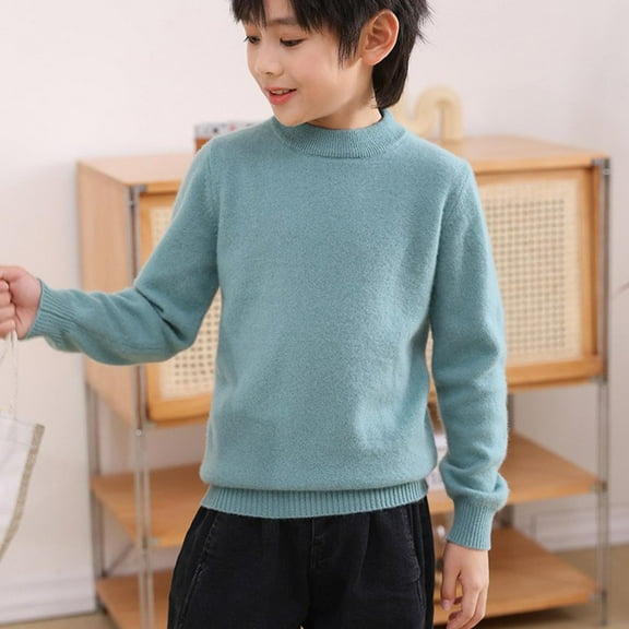 NAISIBABY Boys Girls Sweater, Solid Warm Long Sleeve Comfy Base Fall Winter Pullover Tops Mint Green 6-8T