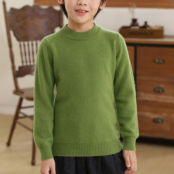 NAISIBABY Boys Girls Sweater, Solid Warm Long Sleeve Comfy Base Pullover Loose Tops Green 4-5T