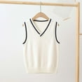 thumbnail image 1 of NAISIBABY Boys Girls Sweater Vest, Classic Loose Sleeveless V-Neck School Uniform Knitted Tank Tops White 11T, 1 of 6