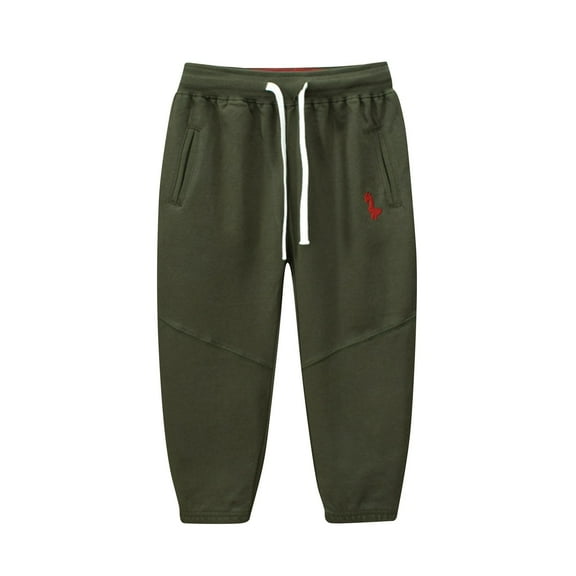 NAISIBABY Boys Girls Sweatpants, Active Fit Drawstring Solid Color Casual Cotton Pants Army Green 8-9T