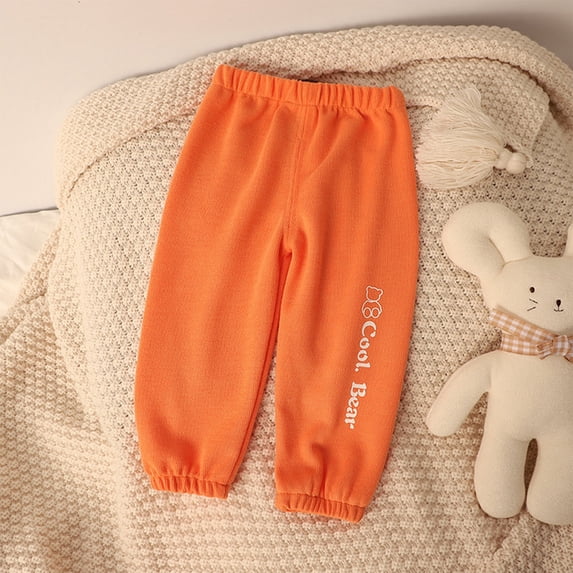 NAISIBABY Boys Girls Sweatpants, Cute Solid Elastic Waist Kids Fall And Winter Pants Orange 4T